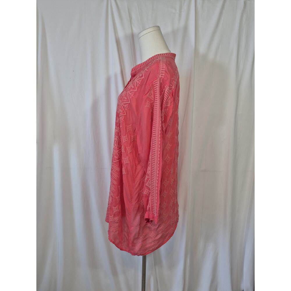 Johnny Was California Pink Embroidered Long Sleeve Tunic Top Large - Picture 6 of 9